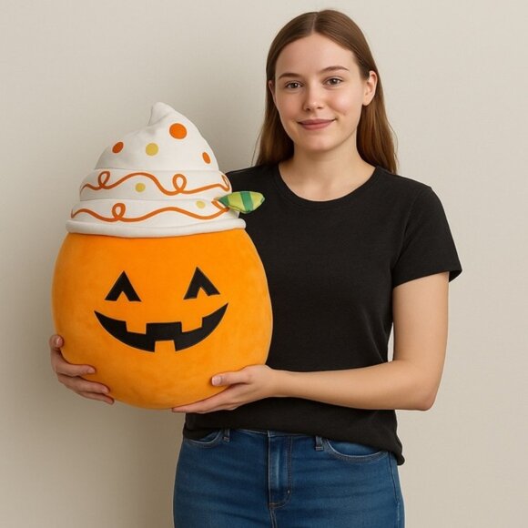 Squishmallows Halloween Pumpkin Plush XL –Jack-o’-Lantern with Whipped Cream Top - Picture 1 of 10